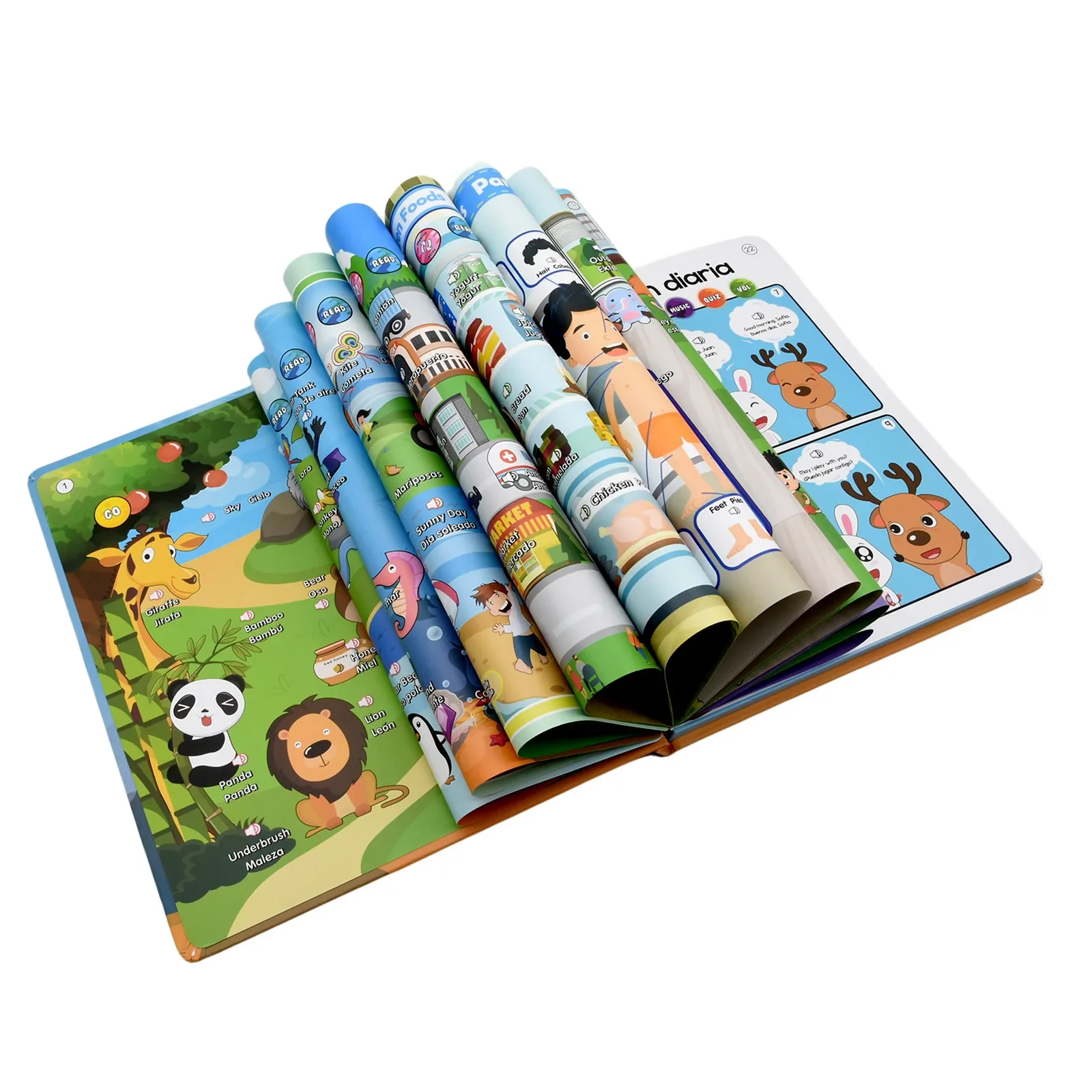 Montessori Spanish English Language Learning Machine Electronic Reading Books Toddler Baby Educational Toys Multifunction Ebook