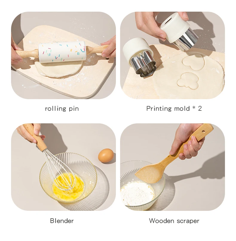 Wooden Kids Safe Knife and Kids Baking Set for Real Cooking,Kids Kitchen Toy Montessori Education Tools Gifts For Boys Girls
