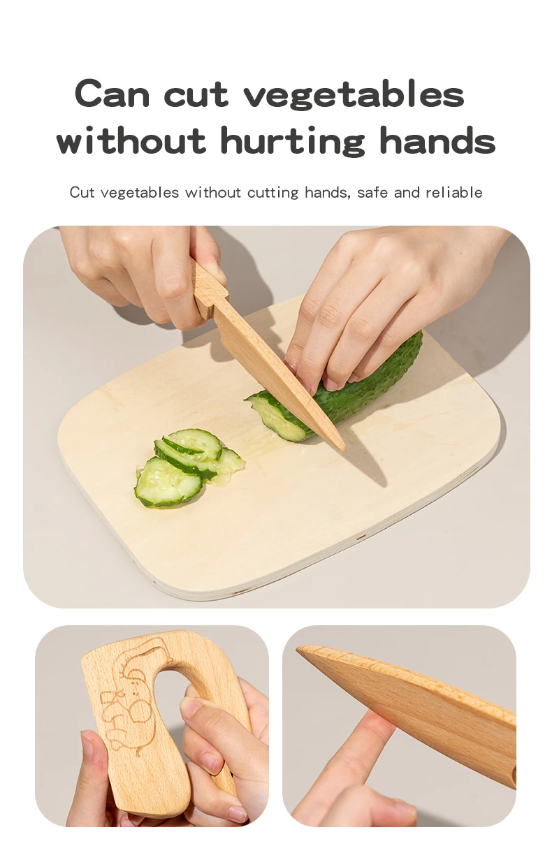 Wooden Kids Safe Knife and Kids Baking Set for Real Cooking,Kids Kitchen Toy Montessori Education Tools Gifts For Boys Girls