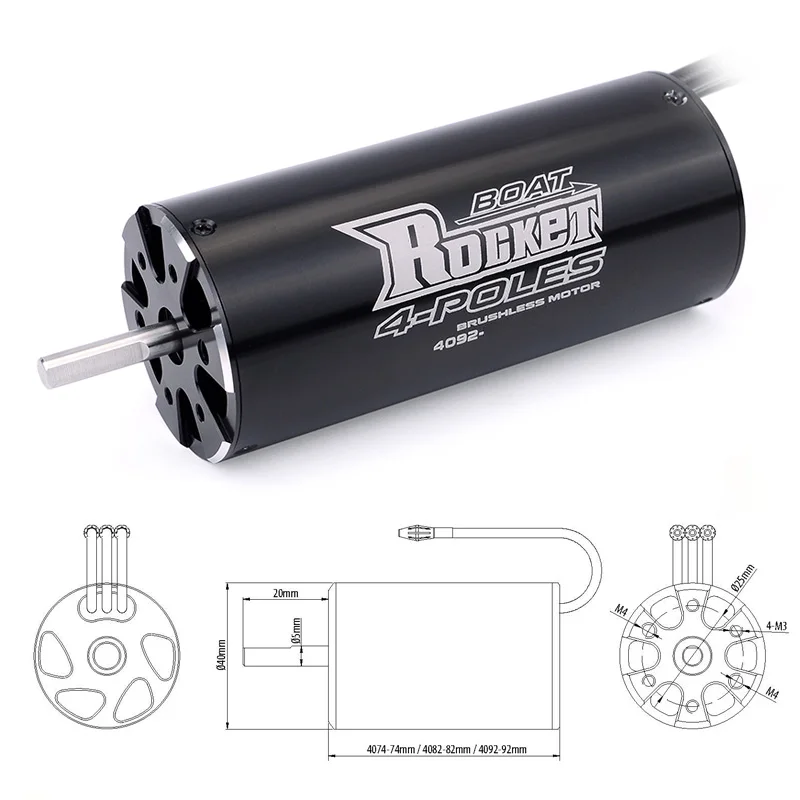 Rocket 4074 4082 4092 1900KV 1600KV 1520KV 1250KV 2250KV 1700KV Brushless Motor Water Cooling Jacket for 1000mm(or Above) RC Car