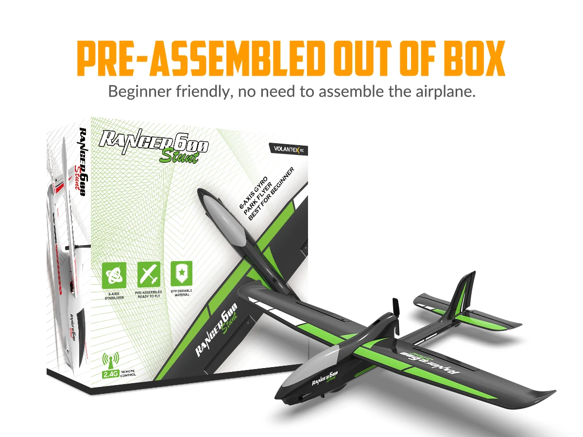 Volantexrc Ranger600 RC Aircraft 2.4GHz 4CH 600MM Fixed Wing RC Plane With 6-Axis Gyro Stabilizer One Key Aerobatic RTF Fighter