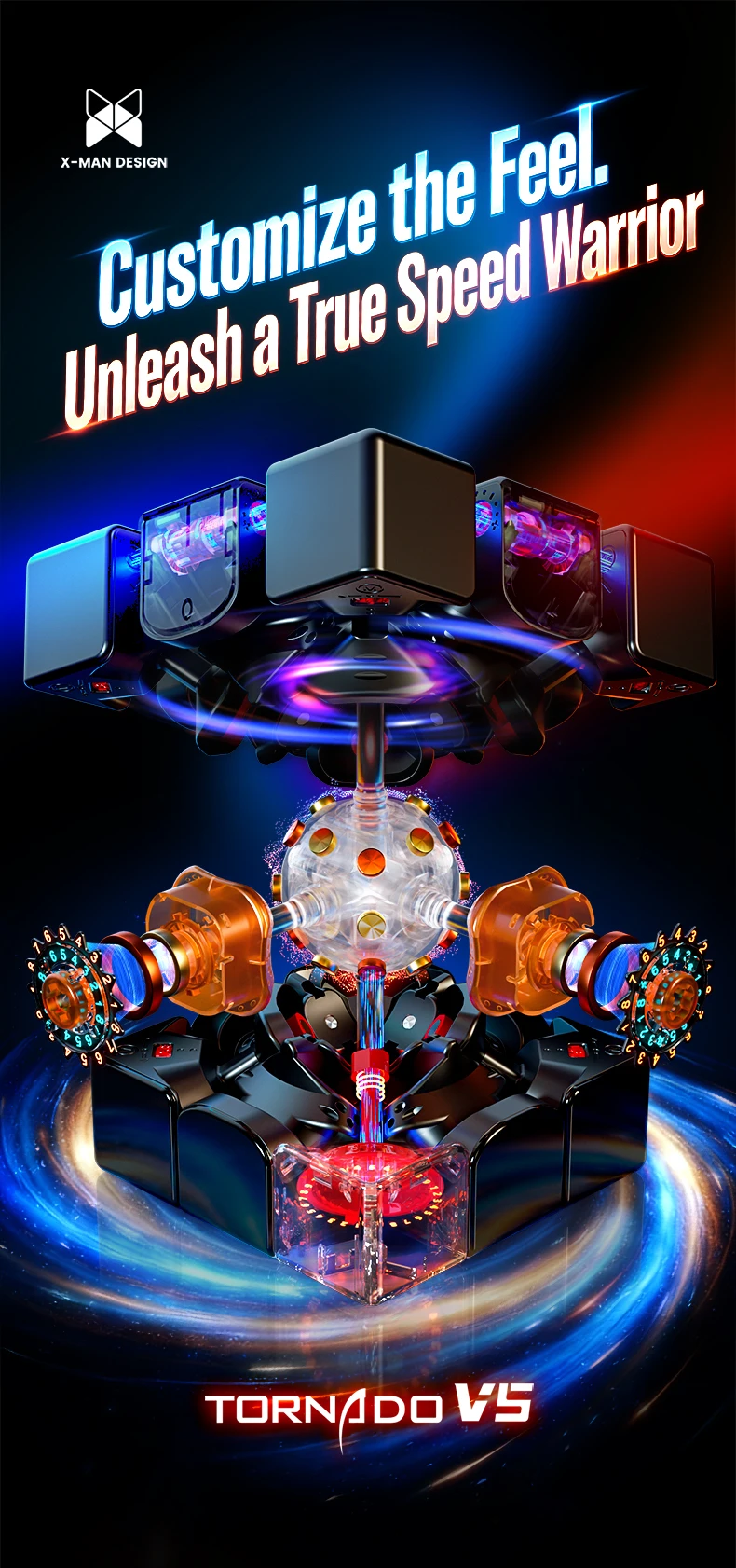 [JudyCube] QiYi X-Man Tornado V5 Pioneer UV Black Core 3x3 Magnetic Magic Speed Cube Qiyi XMD Tornado V5M Flagship UV Puzzle Toy