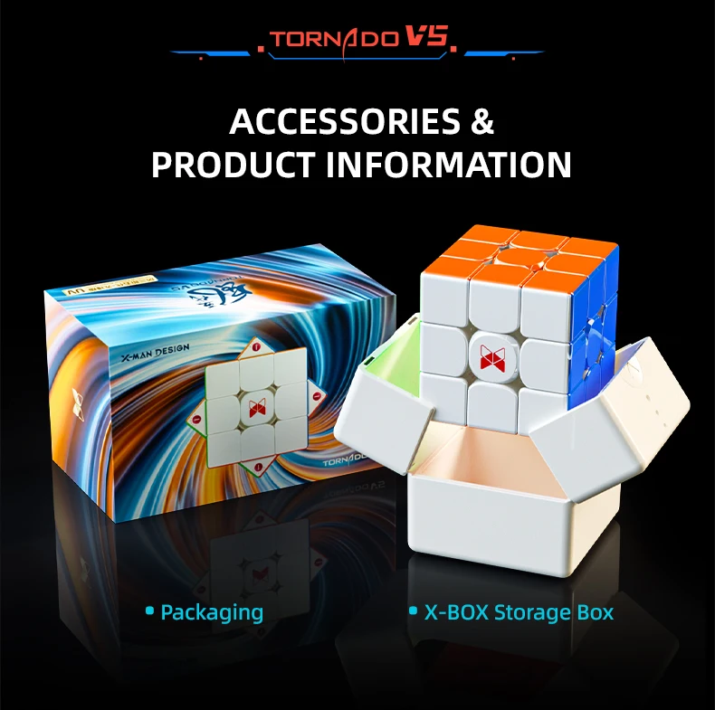 [JudyCube] QiYi X-Man Tornado V5 Pioneer UV Black Core 3x3 Magnetic Magic Speed Cube Qiyi XMD Tornado V5M Flagship UV Puzzle Toy