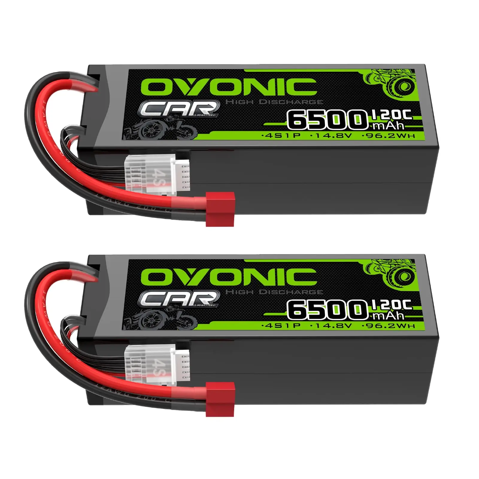OVONIC 4s Lipo Battery 14.8V 120C 6500mAh with Deans T Plug for RC Car Truck Quadcopter Helicopter Truck Boat Plane (2 Pieces)