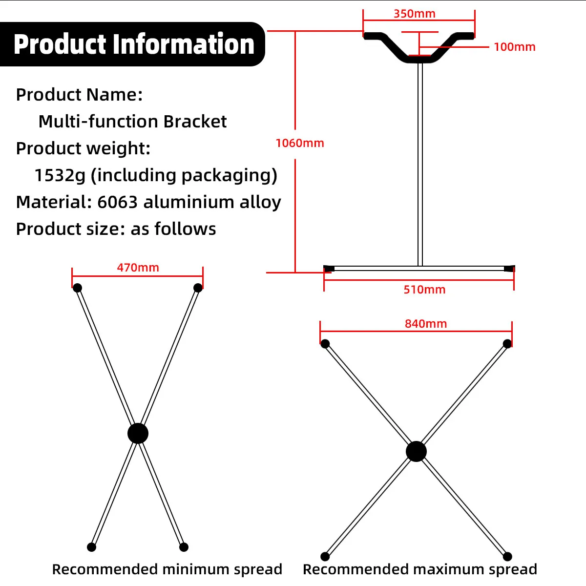 Model Airplane Display Stand Folding Aluminum Alloy Support Bracket Multi-Function Bracket for RC Model