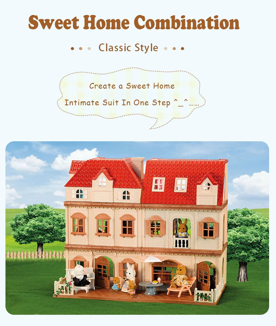 1/12 Dollhouse Furniture Family House Villa Simulate Forest Rabbit Animal Family Miniature Scene Toy Display Furniture Toy Gift