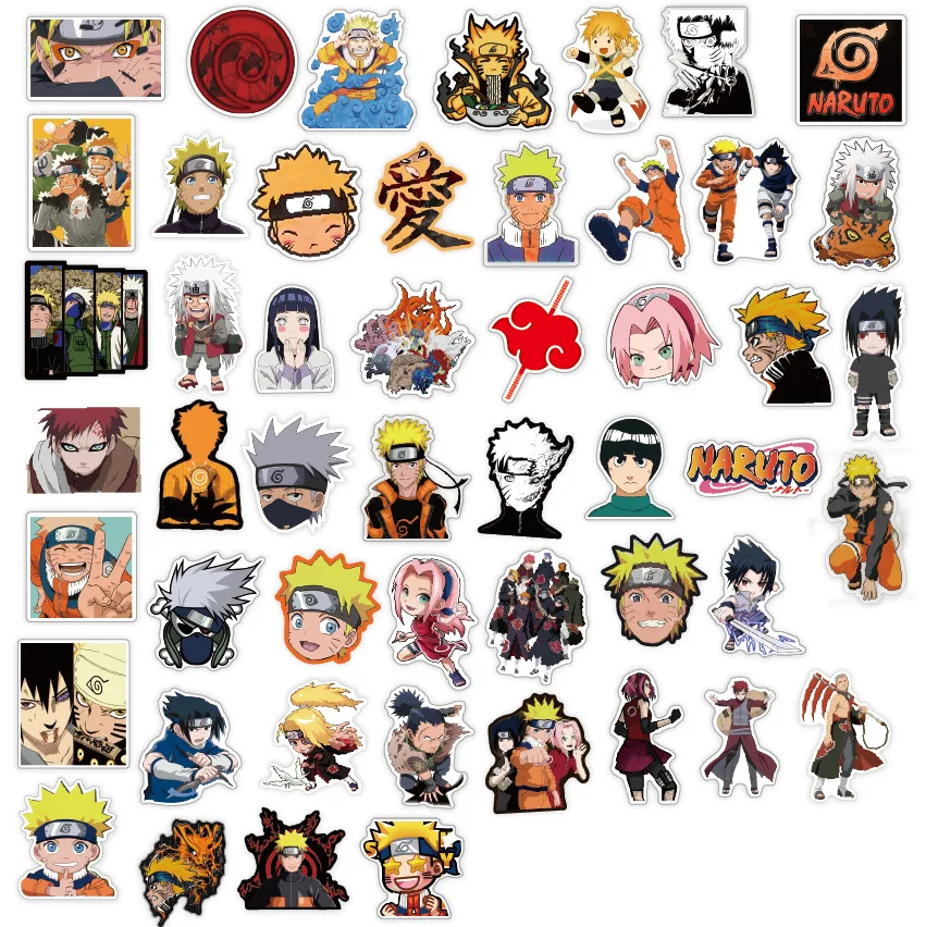50/100PCS Naruto Anime Sasuke Decals Graffiti Stickers Phone Guitar Laptop Notebook Suitcase Waterproof Sticker Toys