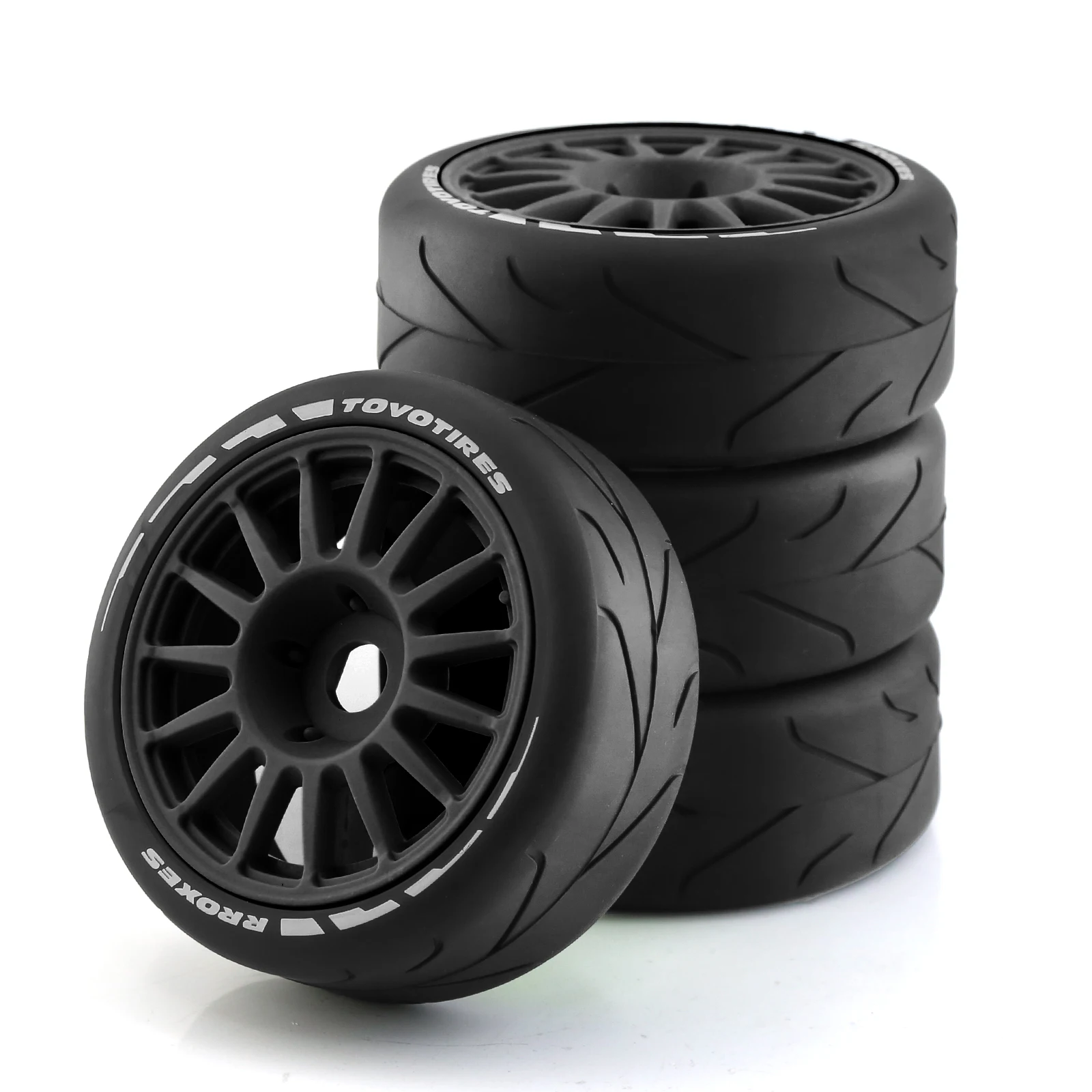 4pcs Rubber 1/8 RC On Road Car Tires and Wheels for 1:8 RC On-Road Racing Car HPI WR8 HSP Hobao ARRMA Redcat Losi Kyosho VRX