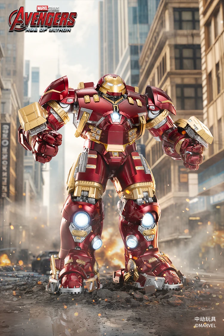 ZD Toys Avengers Iron Man MK44 Hulkbuster Action Figure LED 1/10 36cm Tony Stark Anniversary Memorial Model Collections Gift