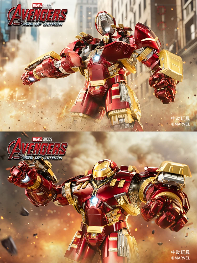 ZD Toys Avengers Iron Man MK44 Hulkbuster Action Figure LED 1/10 36cm Tony Stark Anniversary Memorial Model Collections Gift