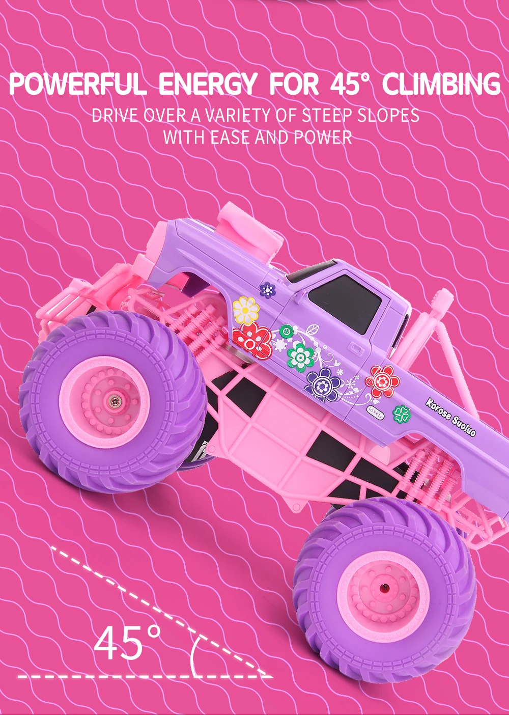 Pink RC Car Pickup Truck Electric Climbing Drop-resistant Stunt Remote Control Toy For Children Party Gift Christmas Ornament