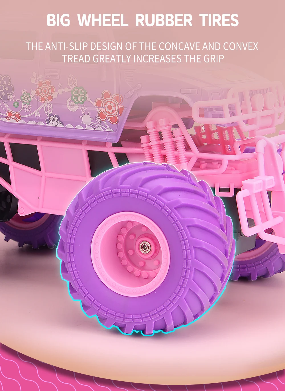 Pink RC Car Pickup Truck Electric Climbing Drop-resistant Stunt Remote Control Toy For Children Party Gift Christmas Ornament