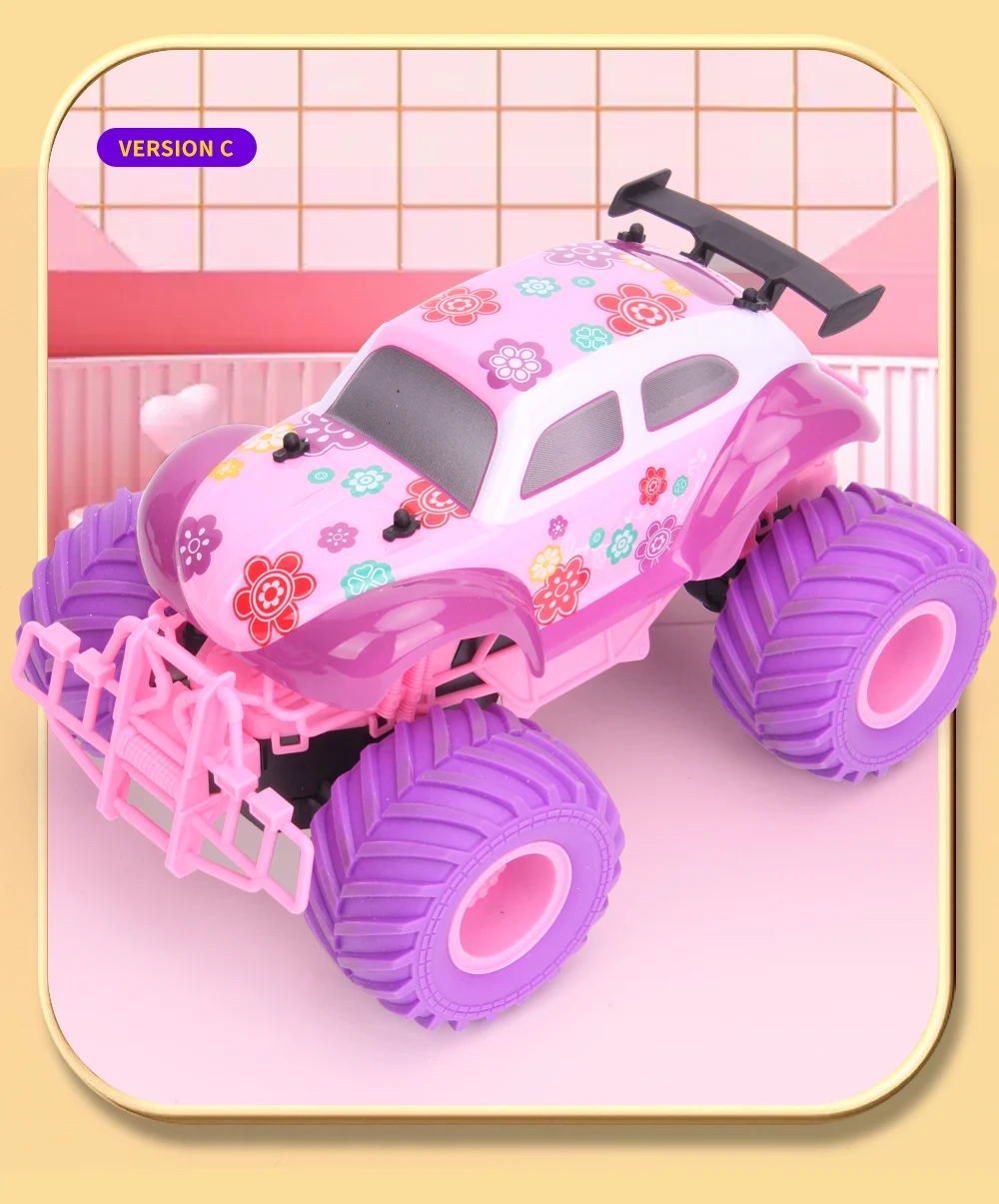 Pink RC Car Pickup Truck Electric Climbing Drop-resistant Stunt Remote Control Toy For Children Party Gift Christmas Ornament
