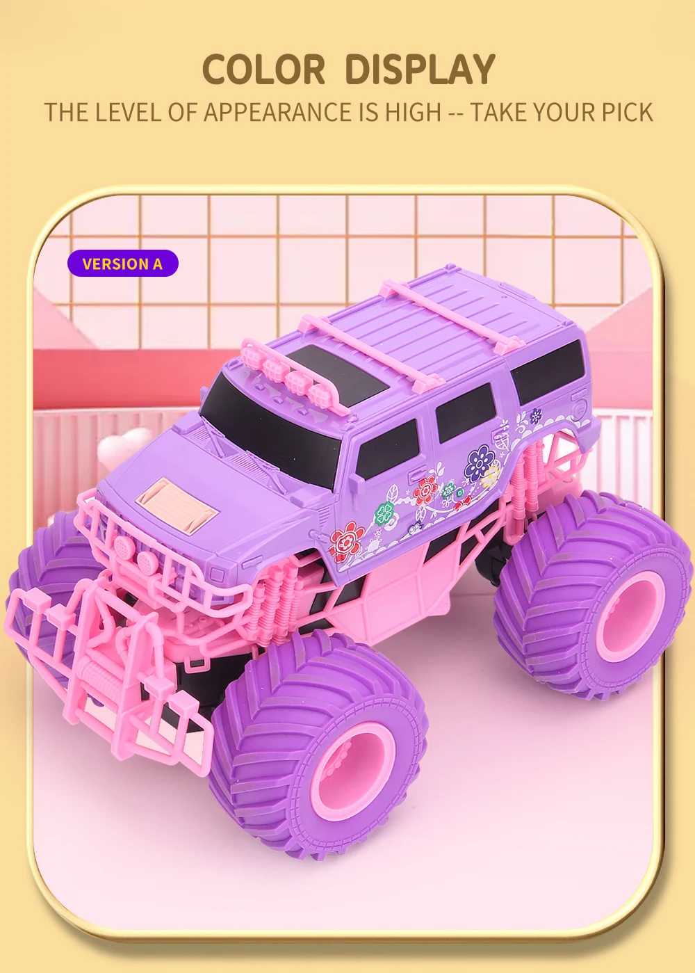 Pink RC Car Pickup Truck Electric Climbing Drop-resistant Stunt Remote Control Toy For Children Party Gift Christmas Ornament