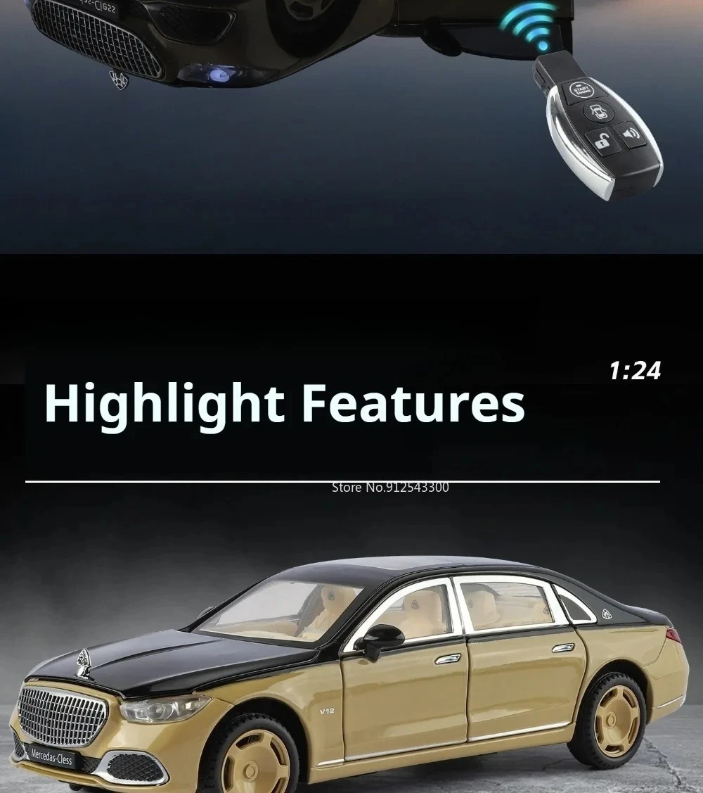 Scale 1:24 S680 Sports Car Model Toy Door Opened Pull Back Shock Absorption Vehicles Models Toys Simulation Metal Ornament