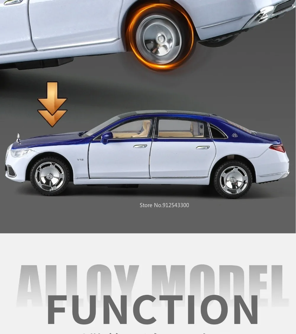 Scale 1:24 S680 Sports Car Model Toy Door Opened Pull Back Shock Absorption Vehicles Models Toys Simulation Metal Ornament