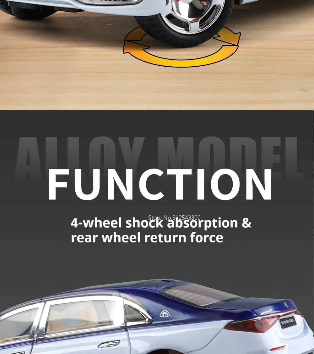 Scale 1:24 S680 Sports Car Model Toy Door Opened Pull Back Shock Absorption Vehicles Models Toys Simulation Metal Ornament