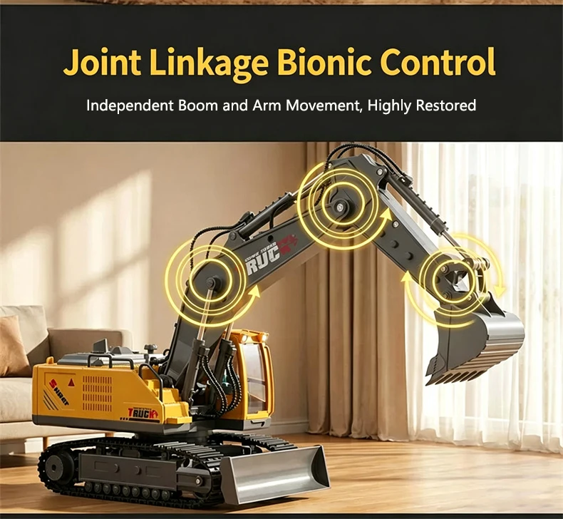 RC Crane Tractor 2.4G 15/13/11/9CH Children Electric Alloy Arm Remote Control Truck Engineering Vehicle Electric Spray Xmas Gift