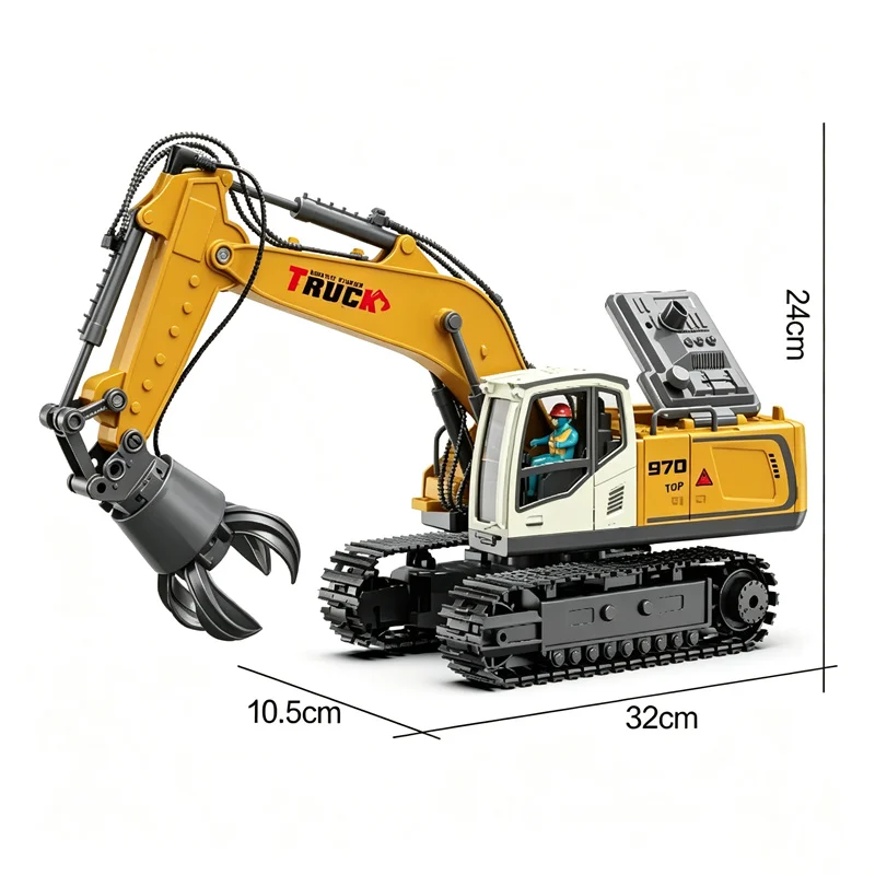RC Crane Tractor 2.4G 15/13/11/9CH Children Electric Alloy Arm Remote Control Truck Engineering Vehicle Electric Spray Xmas Gift