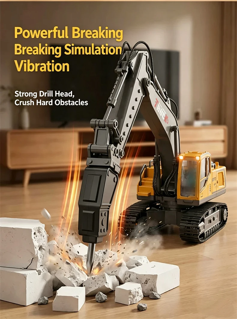 RC Crane Tractor 2.4G 15/13/11/9CH Children Electric Alloy Arm Remote Control Truck Engineering Vehicle Electric Spray Xmas Gift