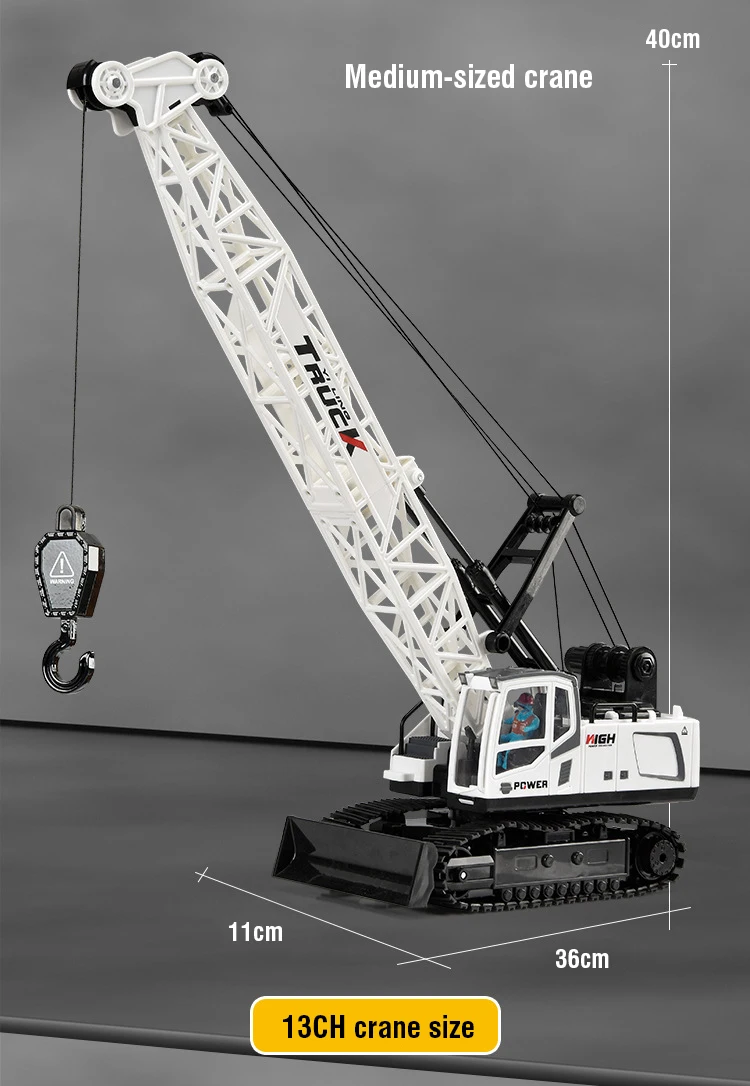 RC Crane Tractor 2.4G 15/13/11/9CH Children Electric Alloy Arm Remote Control Truck Engineering Vehicle Electric Spray Xmas Gift