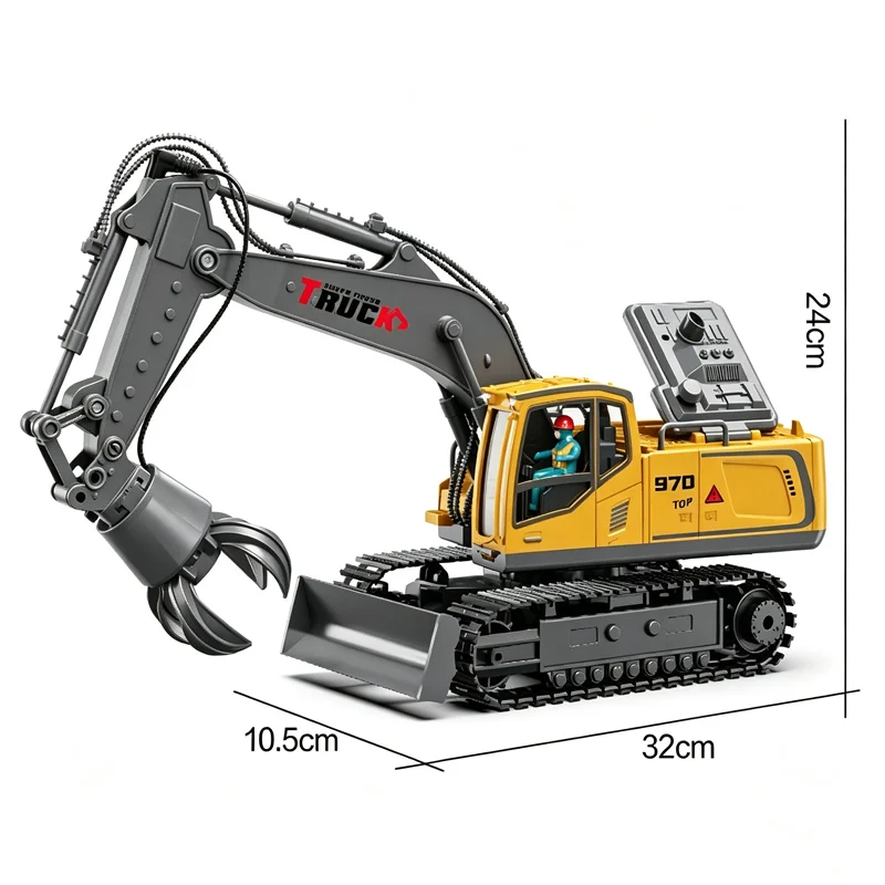 RC Crane Tractor 2.4G 15/13/11/9CH Children Electric Alloy Arm Remote Control Truck Engineering Vehicle Electric Spray Xmas Gift