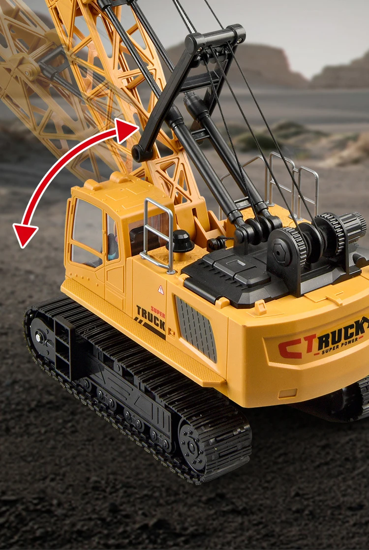 RC Crane Tractor 2.4G 15/13/11/9CH Children Electric Alloy Arm Remote Control Truck Engineering Vehicle Electric Spray Xmas Gift