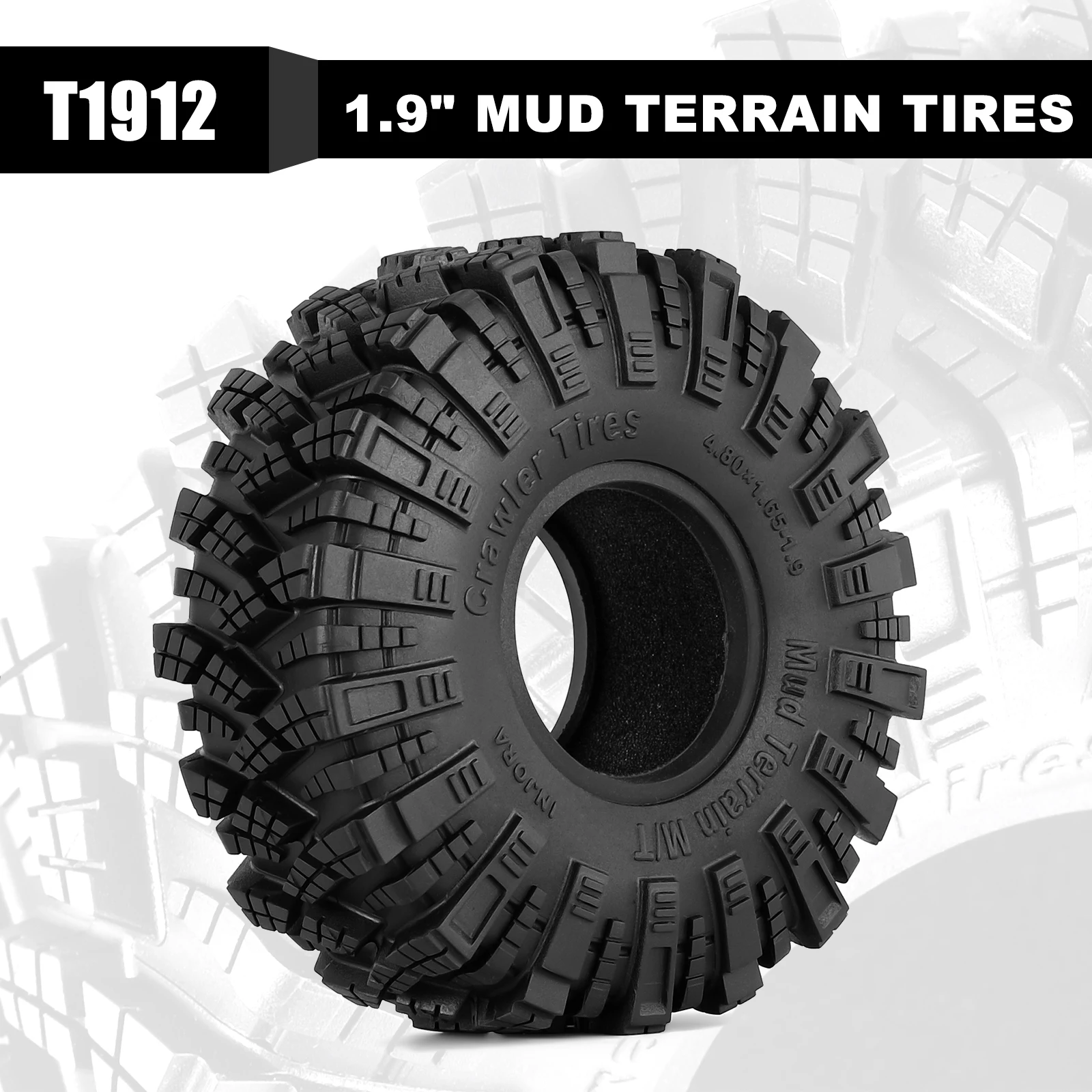 INJORA S5 Kraken Claw 1.9" 4.75" OD M/T Tires (4) (122*42mm)