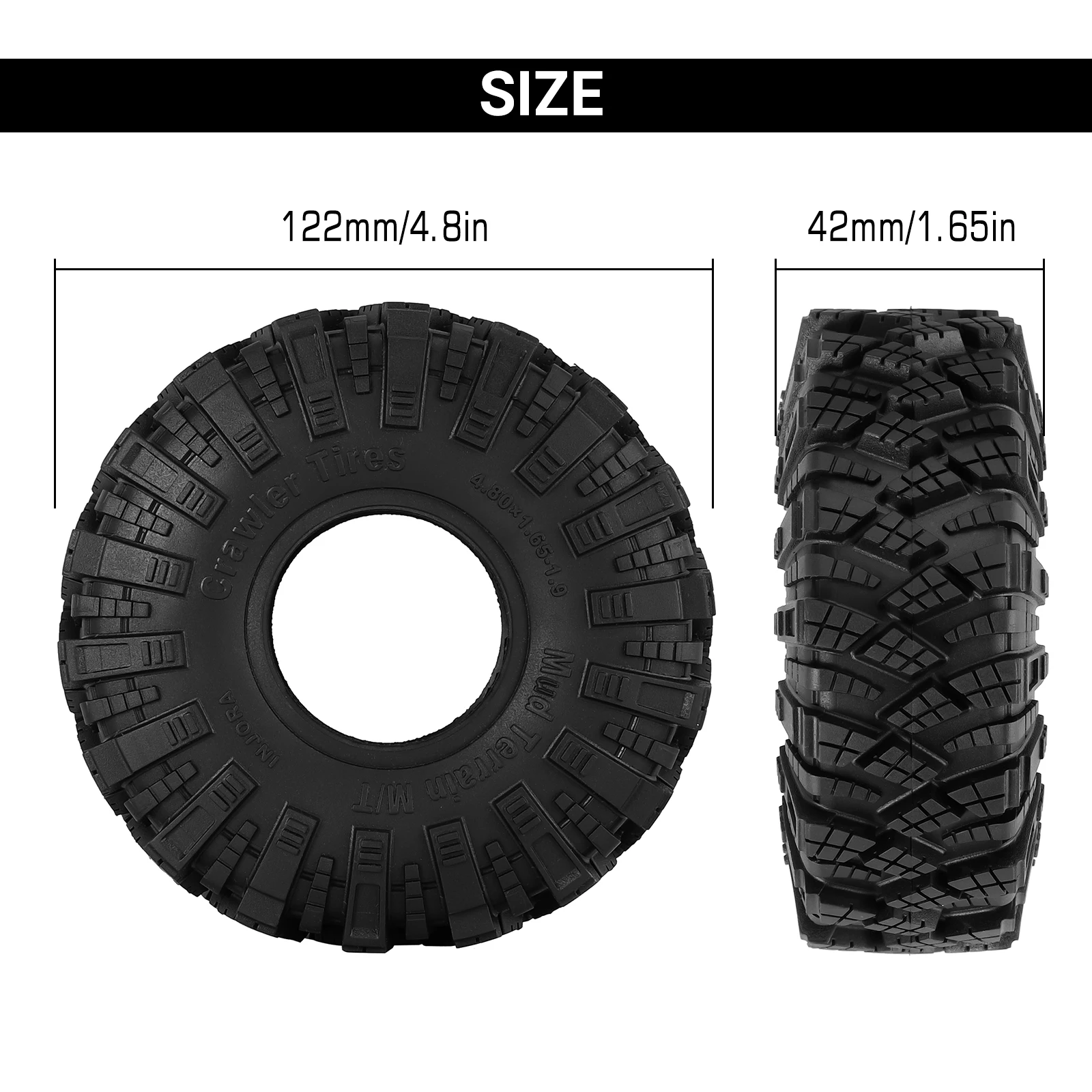 INJORA S5 Kraken Claw 1.9" 4.75" OD M/T Tires (4) (122*42mm)