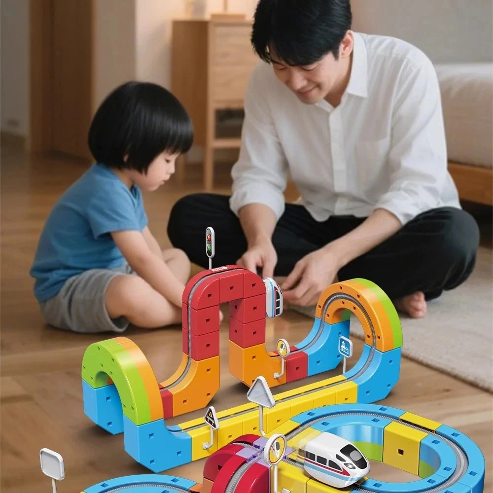 123Pcs Magic Stereo 3D Track Car Toy Flexible Rail Assembling Playset Educational Interactive Toy for Children Indoor Play Birthday Gift