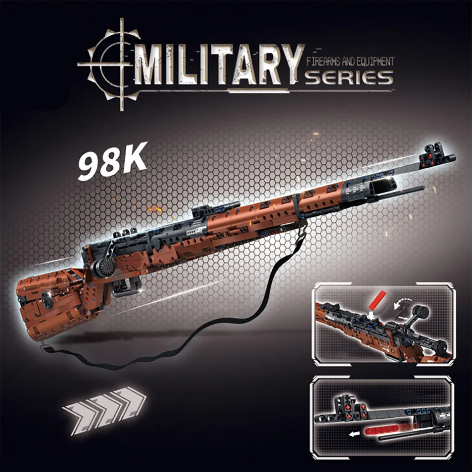 NEW MOC WW2 Military Series 1206pcs Kar98k Rifle Gun Model Building Blocks Kit Assembly 98K Model Bricks Toys For Adult Gift
