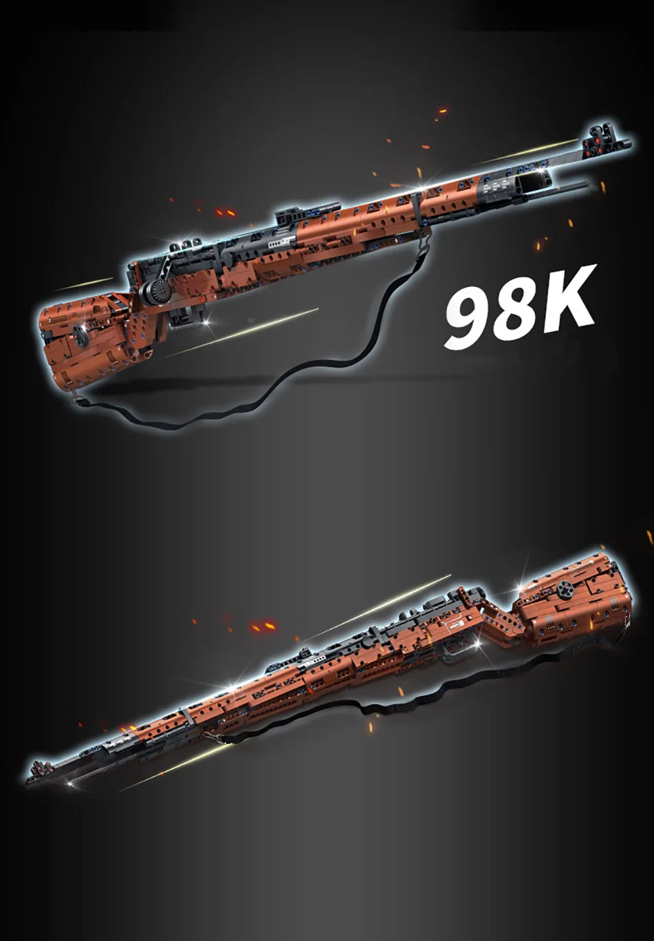NEW MOC WW2 Military Series 1206pcs Kar98k Rifle Gun Model Building Blocks Kit Assembly 98K Model Bricks Toys For Adult Gift
