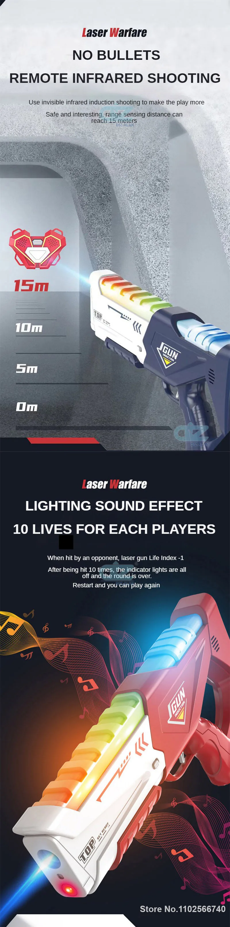 35CM Infrared Tag Toy Gun for Kids Laser Tag Battle Game Set with Vest Children Electric Toys Pistol Rifle Outdoor Sport