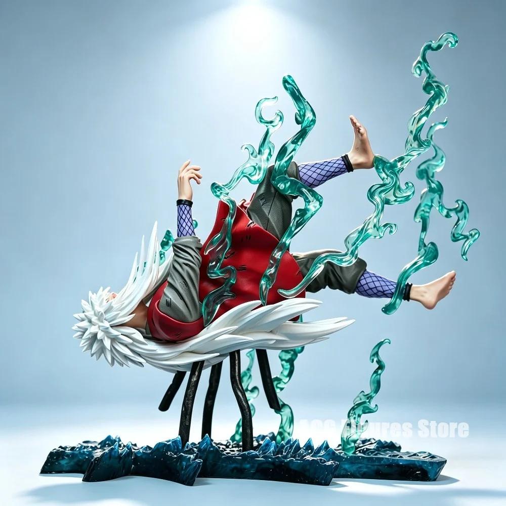 24cm Naruto Shippuden Jiraiya Anime Figure Battle Scene Statue PVC Collectible Model Ornament Desktop Birthday Christmas Gift