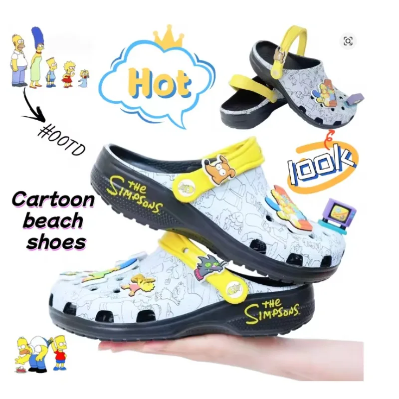 Wholesale 2026 New Anime Cartoon The Simpsons Summer Travel Sandals, Parent-Child Outdoor Non-Slip Breathable Adult Beach Shoes
