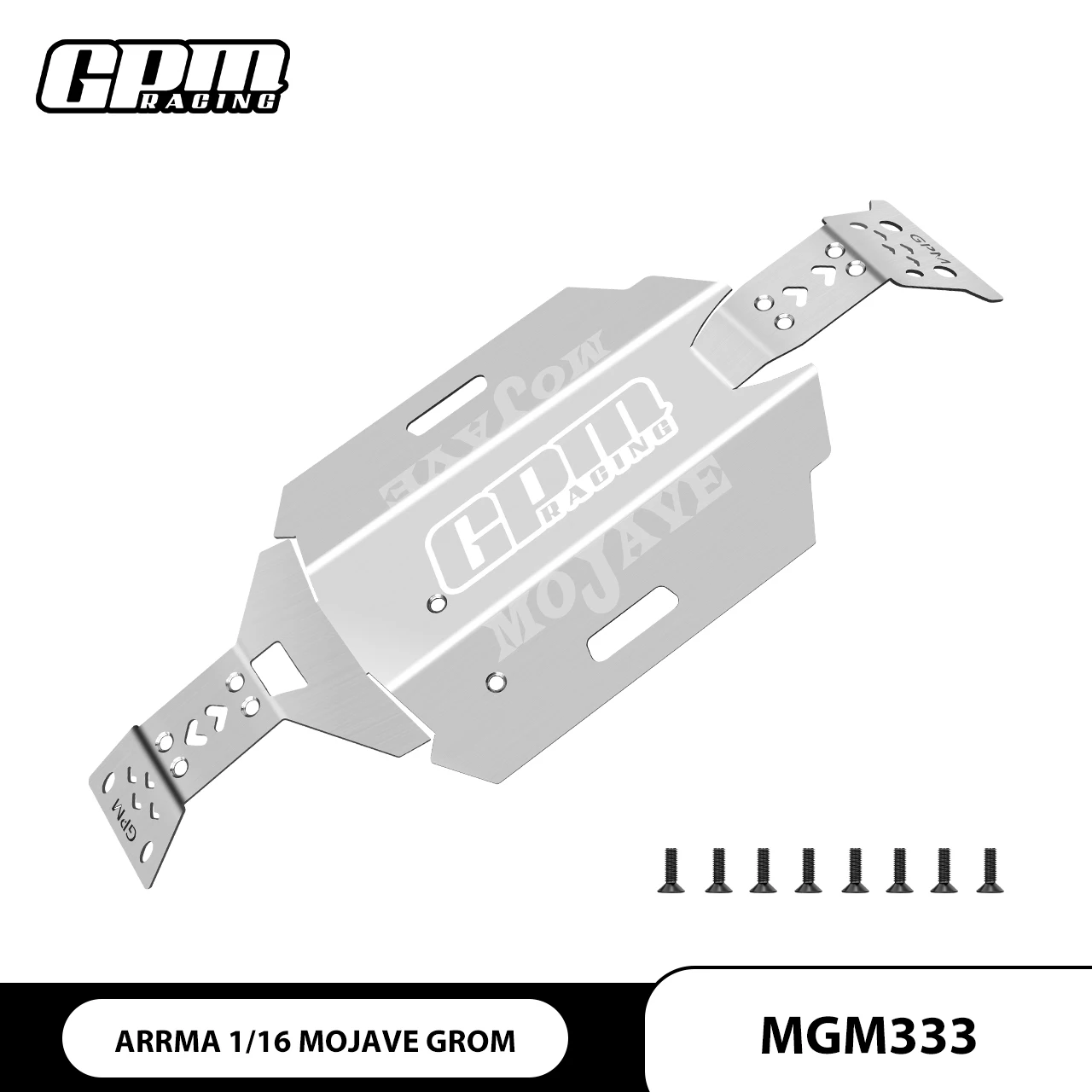 GPM Stainless Steel Chassis Skid KIT ARA320815 ARRMA 1/16 Mojave Grom ARA2104