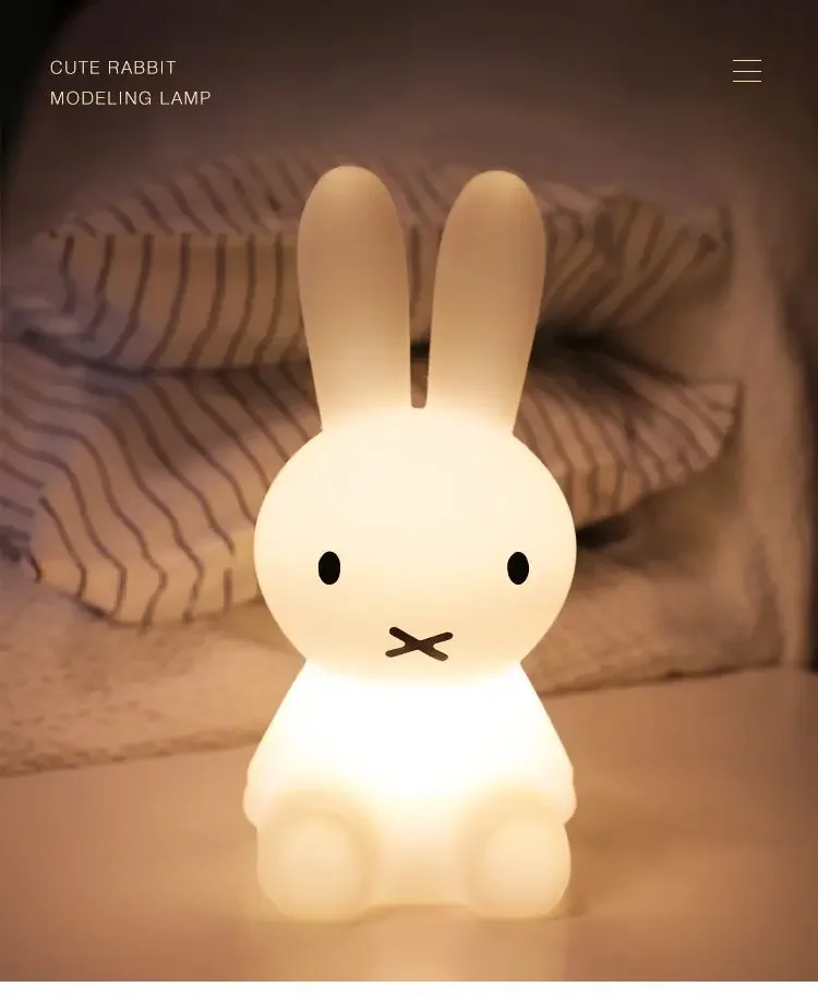 Miffy Kawaii Colorful Remote-controlled Bedroom Ambient Light Cartoon 28CM Night Light Cute Gift Toy