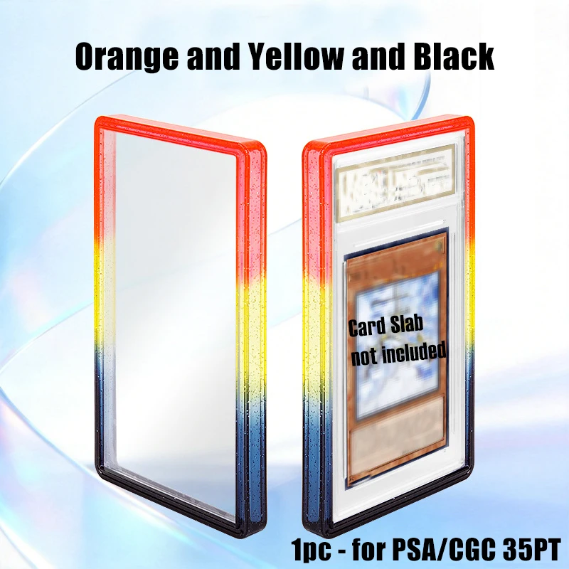 Multicolor Gillter Stackable Slab Case for PSA CGC 35PT Graded Card, TPU Slab Bumper Protector with Back Panel For PTCG Cards