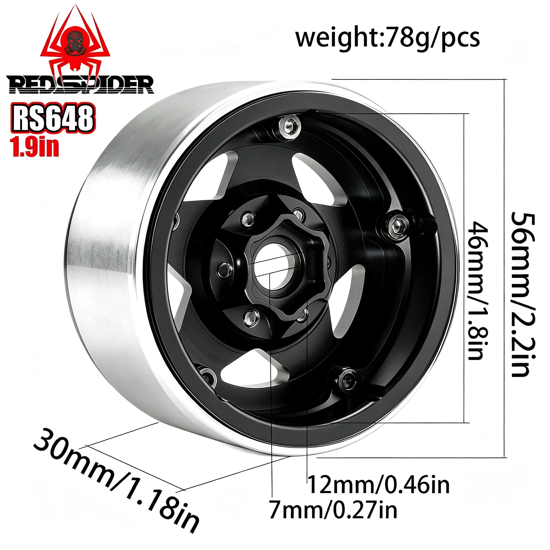 RED SPIDER 4Pcs 1.9 Inch Beadlock RC Metal Wheels Aluminum Alloy Rims For 1/10 RC Crawler TRX4 TRX6 SCX10 Capra AX10 Wraith