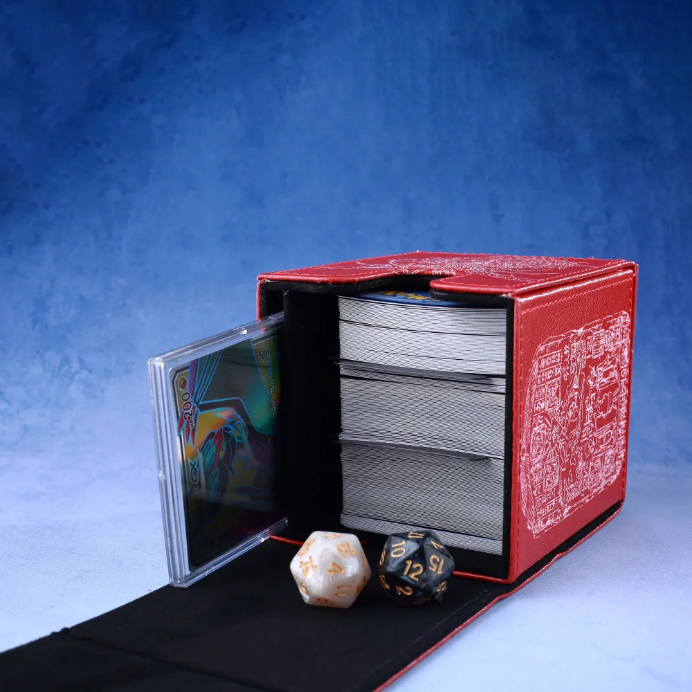 Gacha 100+Load Trading Card Deck Box With 2 Dividers PU Leather Magnetic Closure Game Card Storage Box For YuGiOh TCG Sport Card