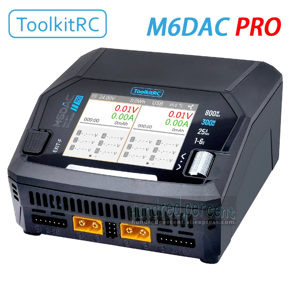 ToolkitRC M6DAC PRO Intelligent Charger Dual Channel AC 200W DC 800W 16A Lithium Battery 1S 2S 3S 4S 5S 6S LiHV Lipo PD65W