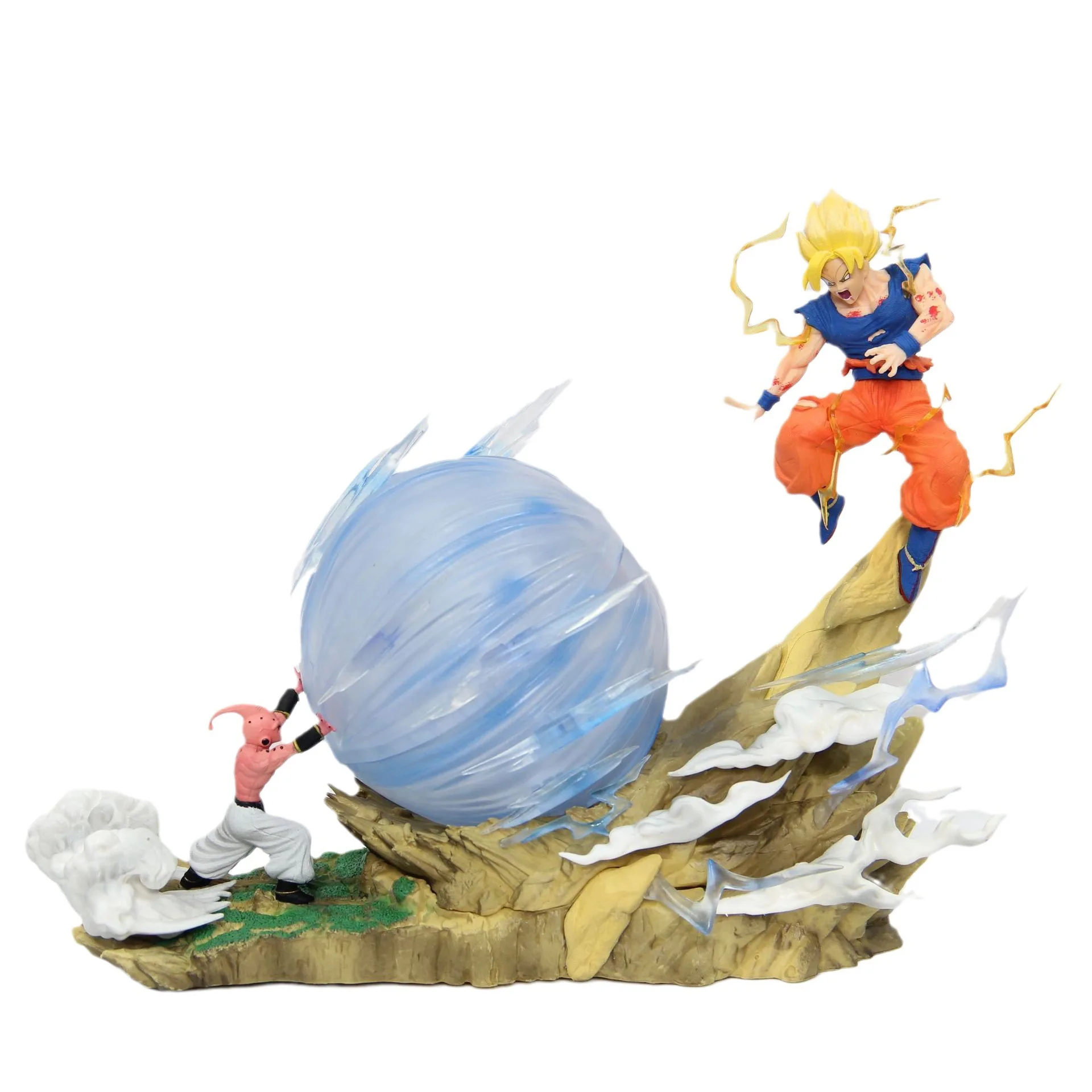 21cm Dragon Ball Z Buu vs Goku Model Super Saiyan Genki Bomb Action Figure Model Pvc Statue Doll Collection Model Toys Gift
