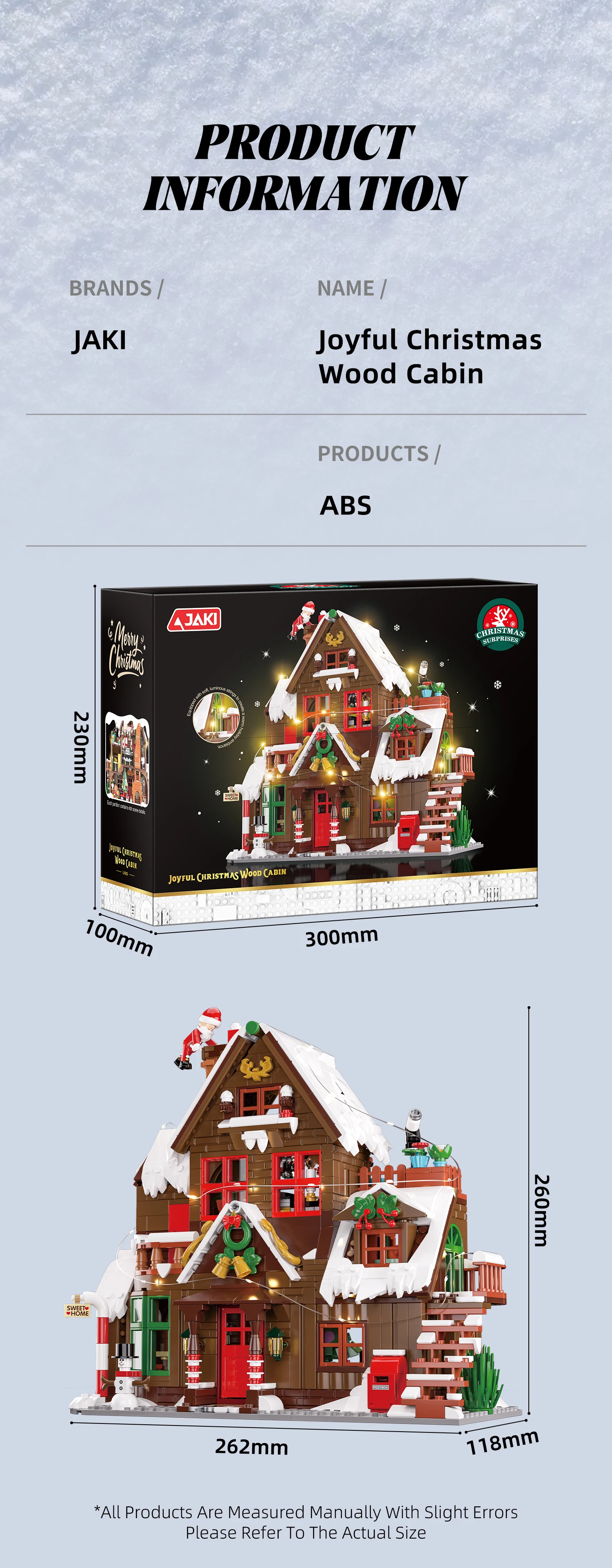JAKI Christmas Wooden House Model Assembly Toy Home Creative Ornament Building Blocks Set Christmas Gift for Boys and Girls