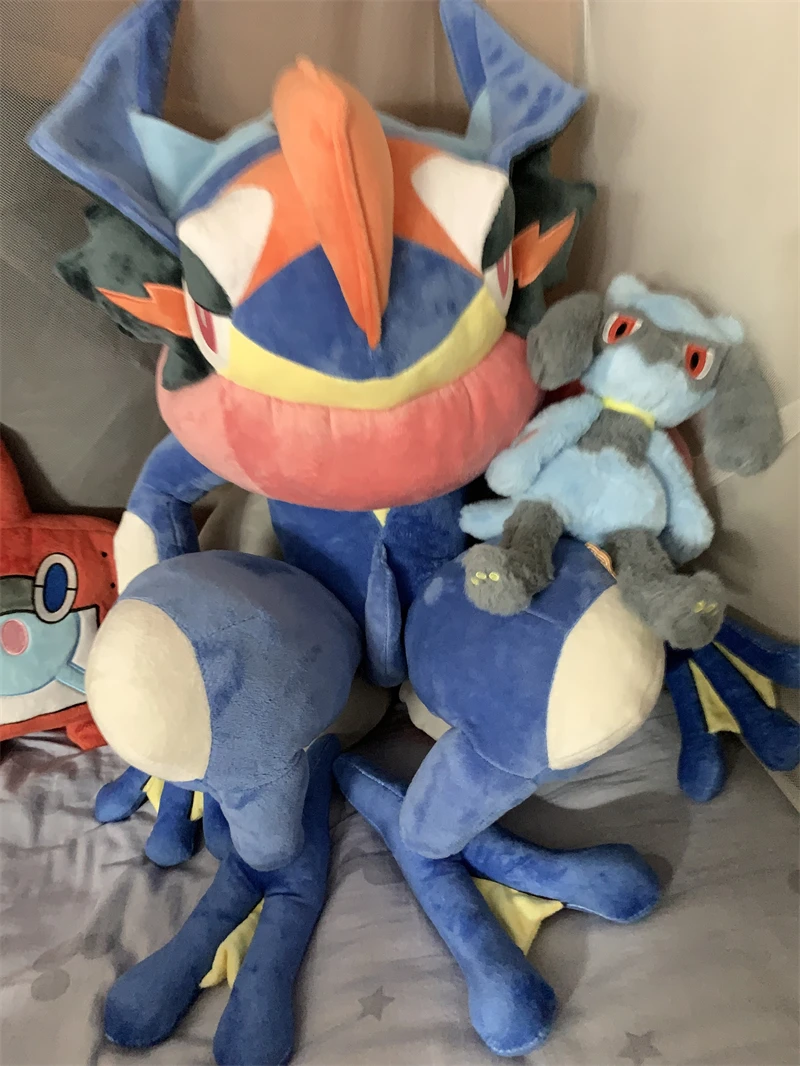 Large 150CM Animals Pokemon Kawai Greninja Plush Toys Soft Stuffed Doll Cute Throw Pillow Room Decor 70CM Children Birthday Gift