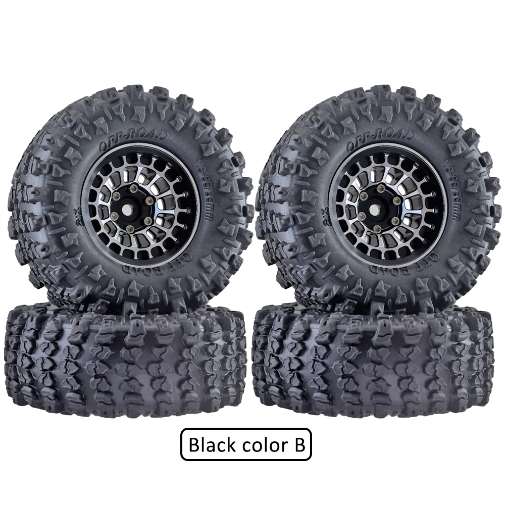 Aluminum Alloy 1.3 Inch Beadlock Wheel Rim Tire For 1/18 Traxxas Trx4m Trx4-m 1/24 Fms24 Axial Scx24 Rc Crawler Car Tire
