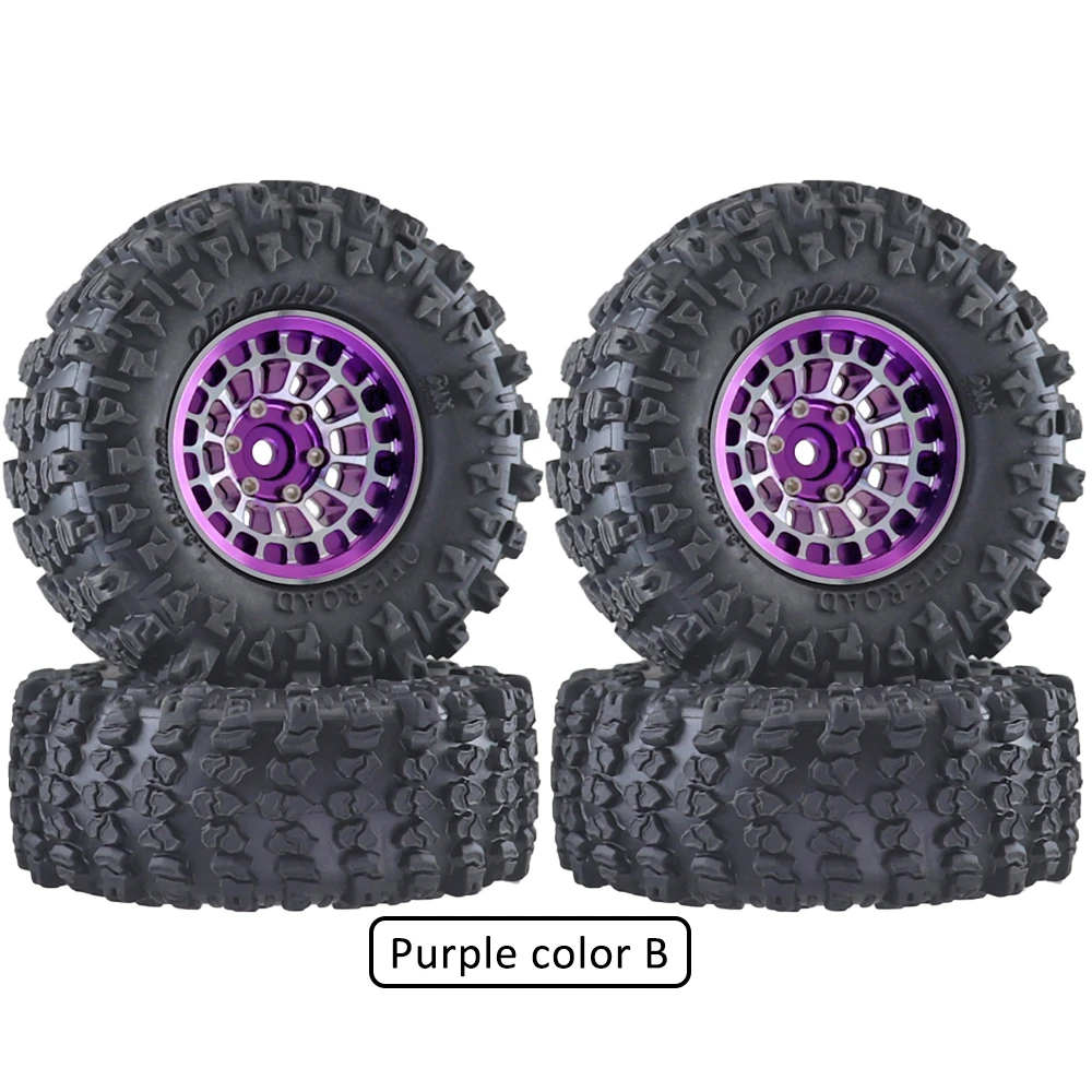 Aluminum Alloy 1.3 Inch Beadlock Wheel Rim Tire For 1/18 Traxxas Trx4m Trx4-m 1/24 Fms24 Axial Scx24 Rc Crawler Car Tire