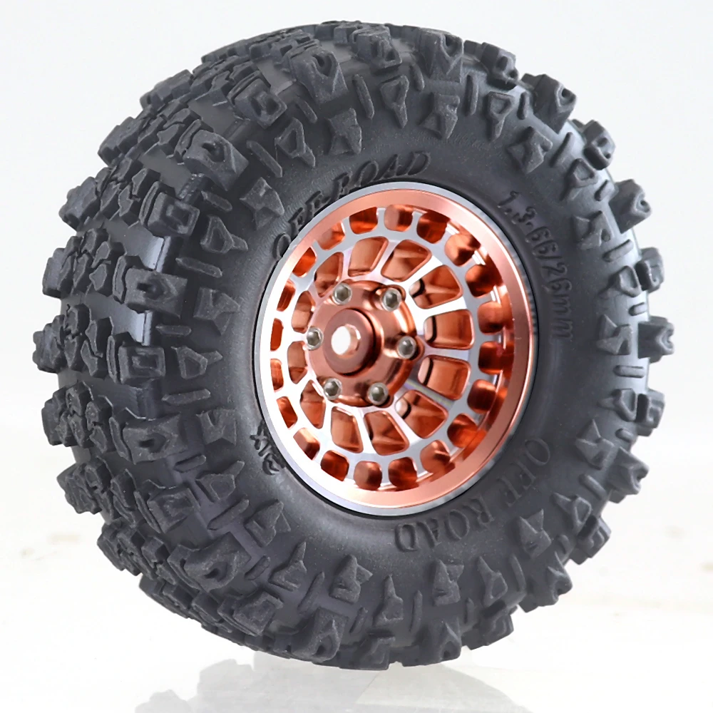Aluminum Alloy 1.3 Inch Beadlock Wheel Rim Tire For 1/18 Traxxas Trx4m Trx4-m 1/24 Fms24 Axial Scx24 Rc Crawler Car Tire