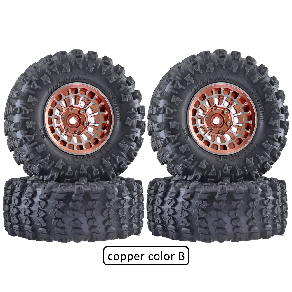 Aluminum Alloy 1.3 Inch Beadlock Wheel Rim Tire For 1/18 Traxxas Trx4m Trx4-m 1/24 Fms24 Axial Scx24 Rc Crawler Car Tire