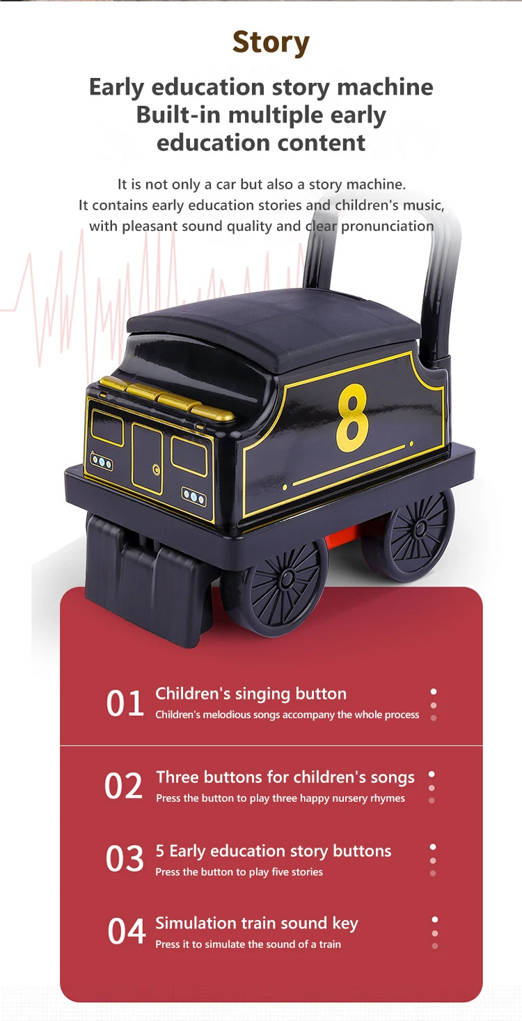 Electric Train Kids Riding Toy Ailway Can Carry Train Rail Car Train Cabin Classical Model Baby Walker Stroller Toys Child Gifts
