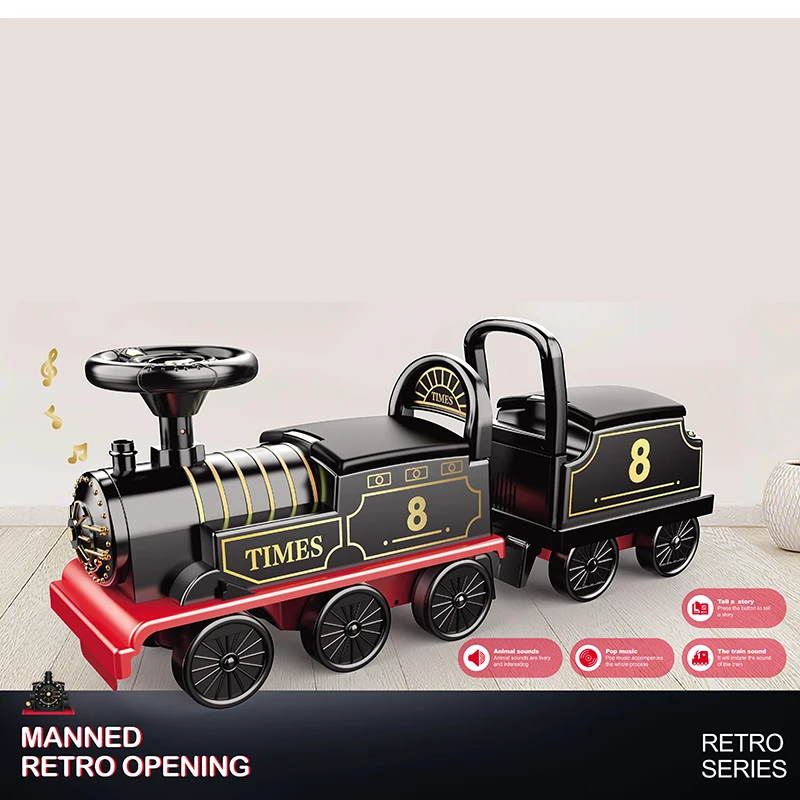 Electric Train Kids Riding Toy Ailway Can Carry Train Rail Car Train Cabin Classical Model Baby Walker Stroller Toys Child Gifts